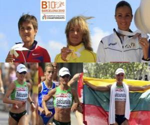 yapboz Balciunaite zivile Maratonu şampiyonu Nailia Yulamanova ve Anna Incerti (2 ve 3) Avrupa Atletizm Şampiyonası&#039;nda Barcelona 2010